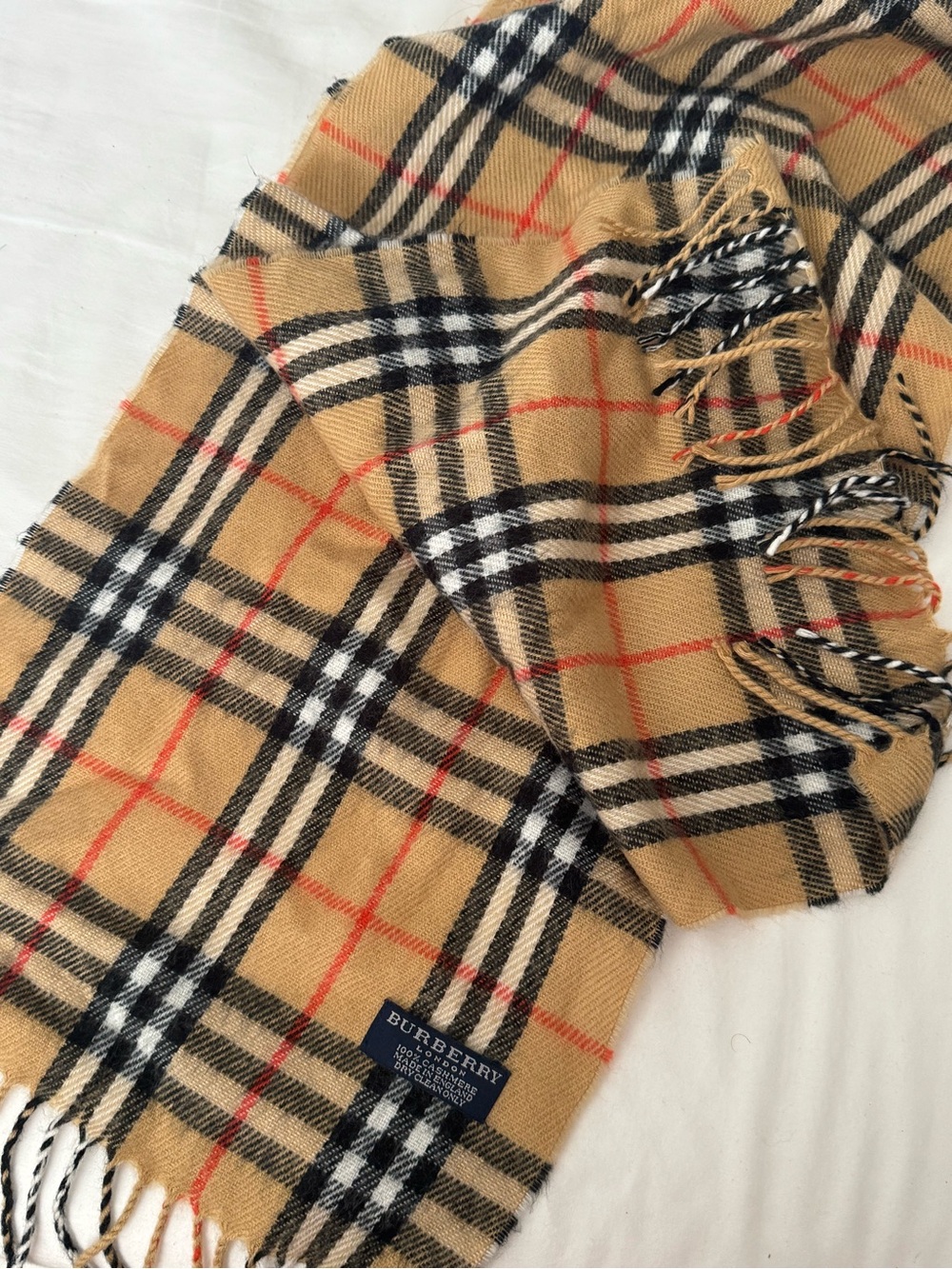 Vintage Burberry Classic Check Cashmere Scarf - Camel - Picture 2 of 5